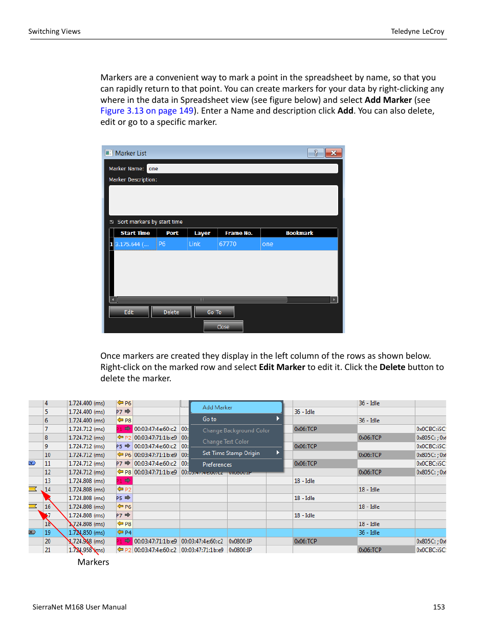 Markers | Teledyne LeCroy SierraNet M168 User Manual Ver.1.40 User Manual | Page 155 / 228