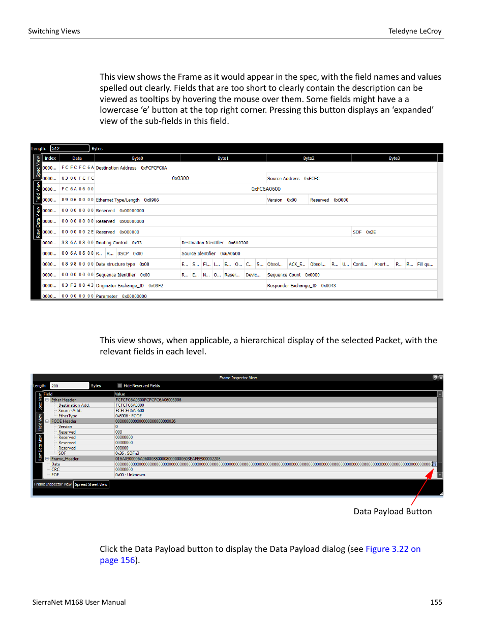 Spec view, Field view | Teledyne LeCroy SierraNet M168 User Manual Ver.1.40 User Manual | Page 157 / 228