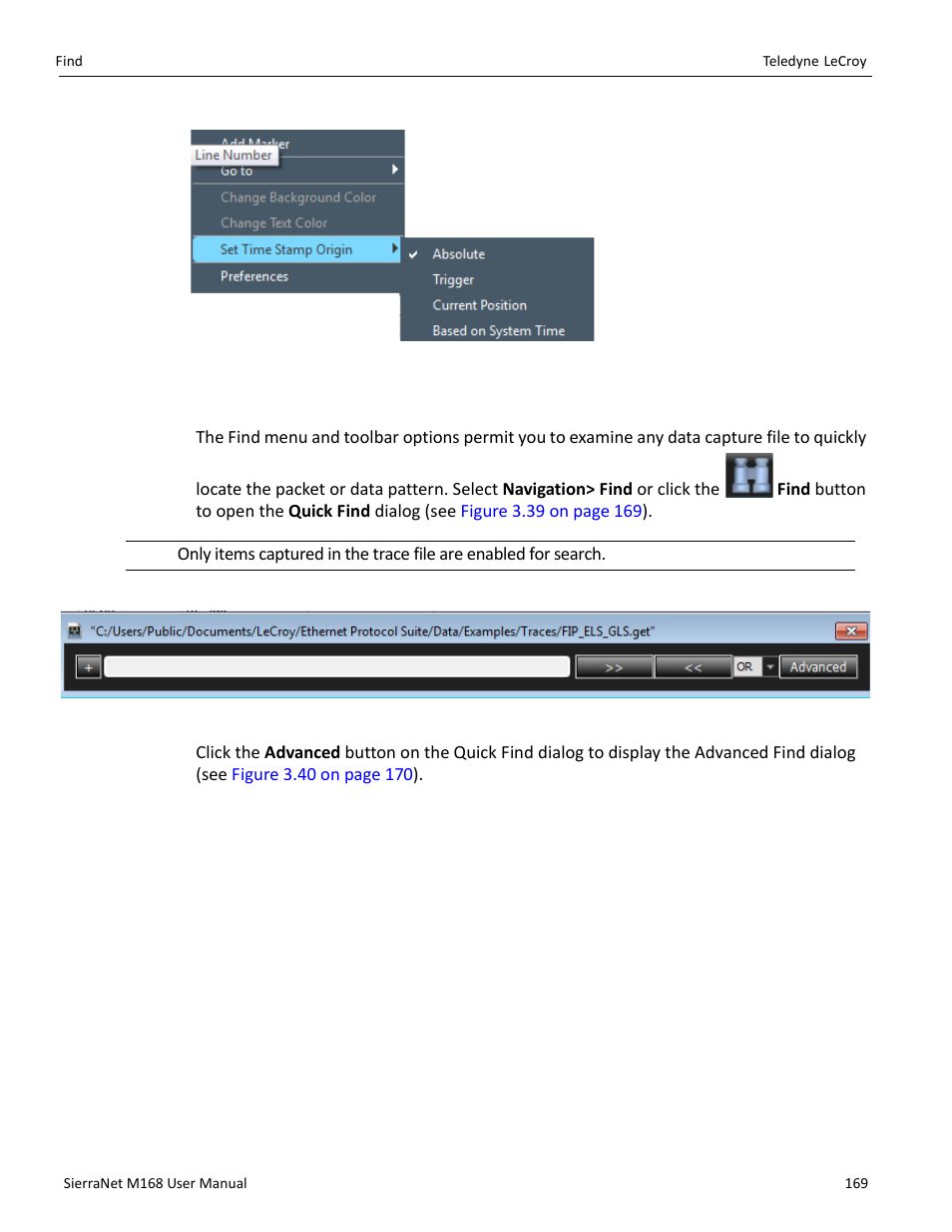 5 find, Find” on | Teledyne LeCroy SierraNet M168 User Manual Ver.1.40 User Manual | Page 171 / 228