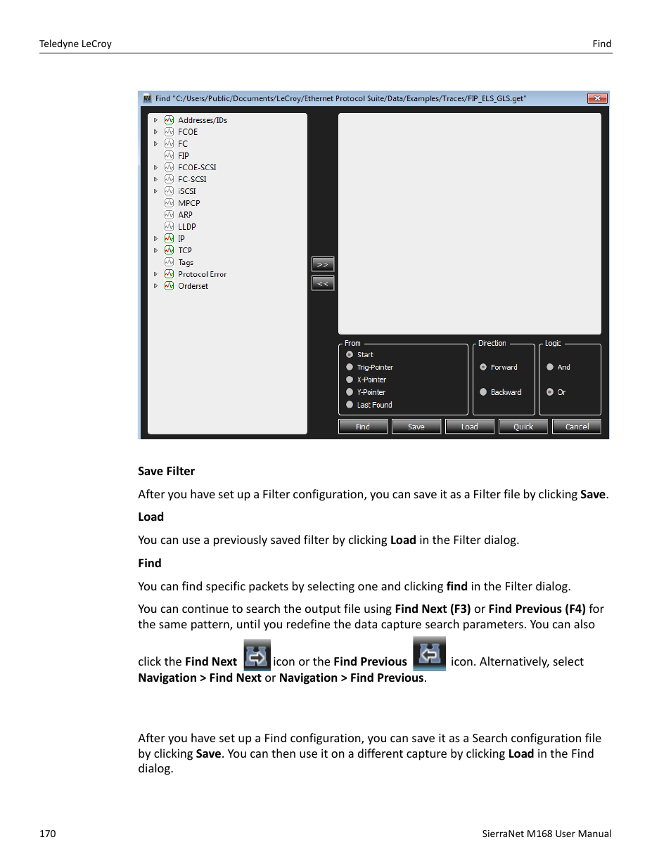 1 save find setup | Teledyne LeCroy SierraNet M168 User Manual Ver.1.40 User Manual | Page 172 / 228