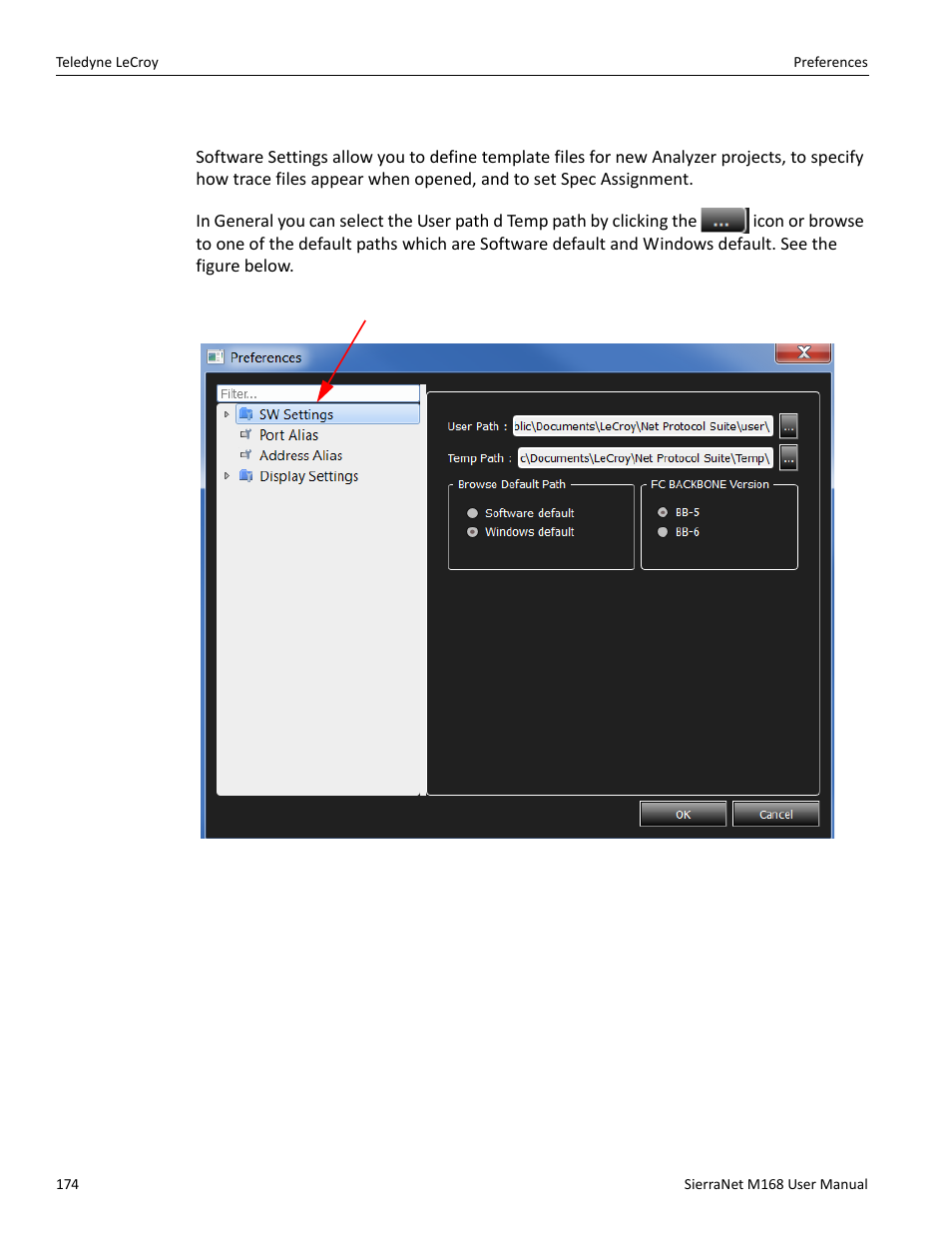 1 software settings | Teledyne LeCroy SierraNet M168 User Manual Ver.1.40 User Manual | Page 176 / 228