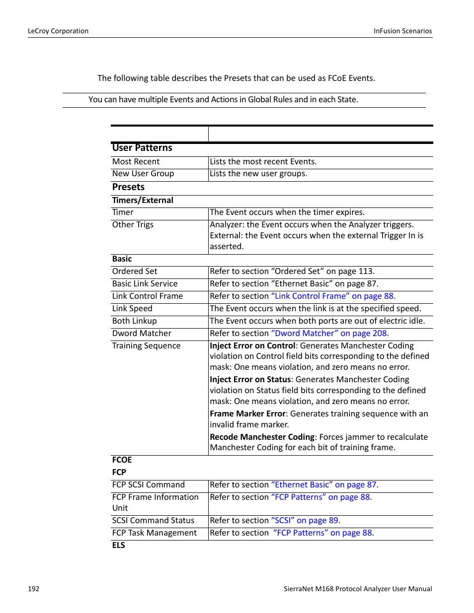 3 scenario events | Teledyne LeCroy SierraNet M168 User Manual Ver.1.40 User Manual | Page 194 / 228