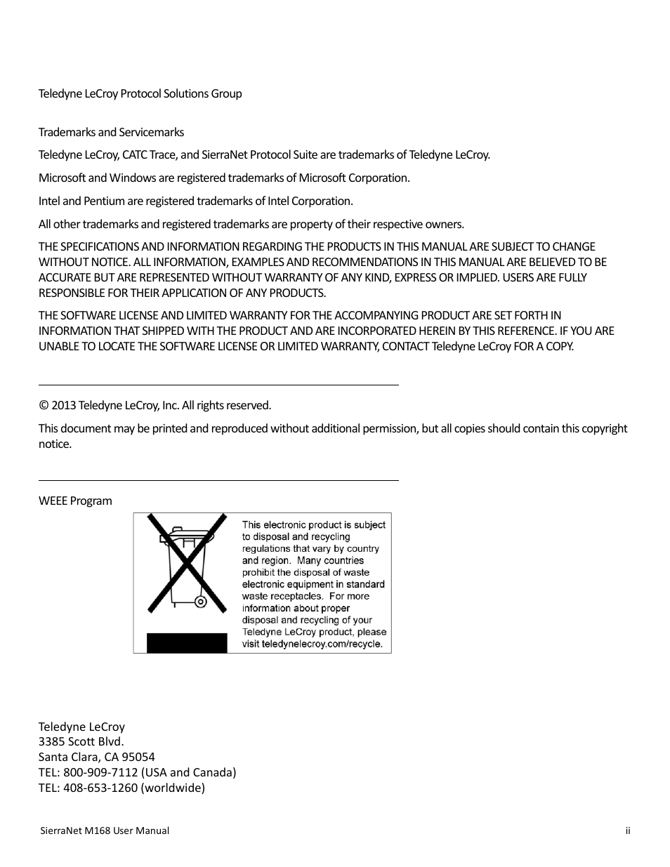 Teledyne LeCroy SierraNet M168 User Manual Ver.1.40 User Manual | Page 2 / 228