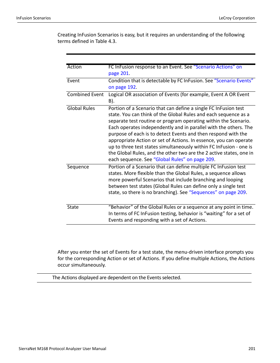 4 scenario actions | Teledyne LeCroy SierraNet M168 User Manual Ver.1.40 User Manual | Page 203 / 228