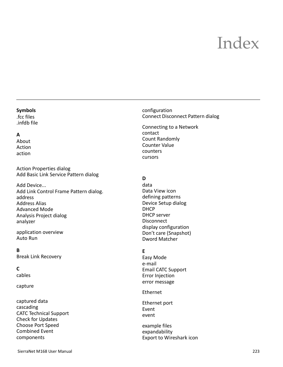 Index | Teledyne LeCroy SierraNet M168 User Manual Ver.1.40 User Manual | Page 225 / 228