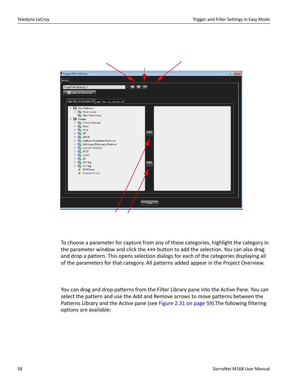Choose a parameter, 2 filter tab | Teledyne LeCroy SierraNet M168 User Manual Ver.1.40 User Manual | Page 60 / 228