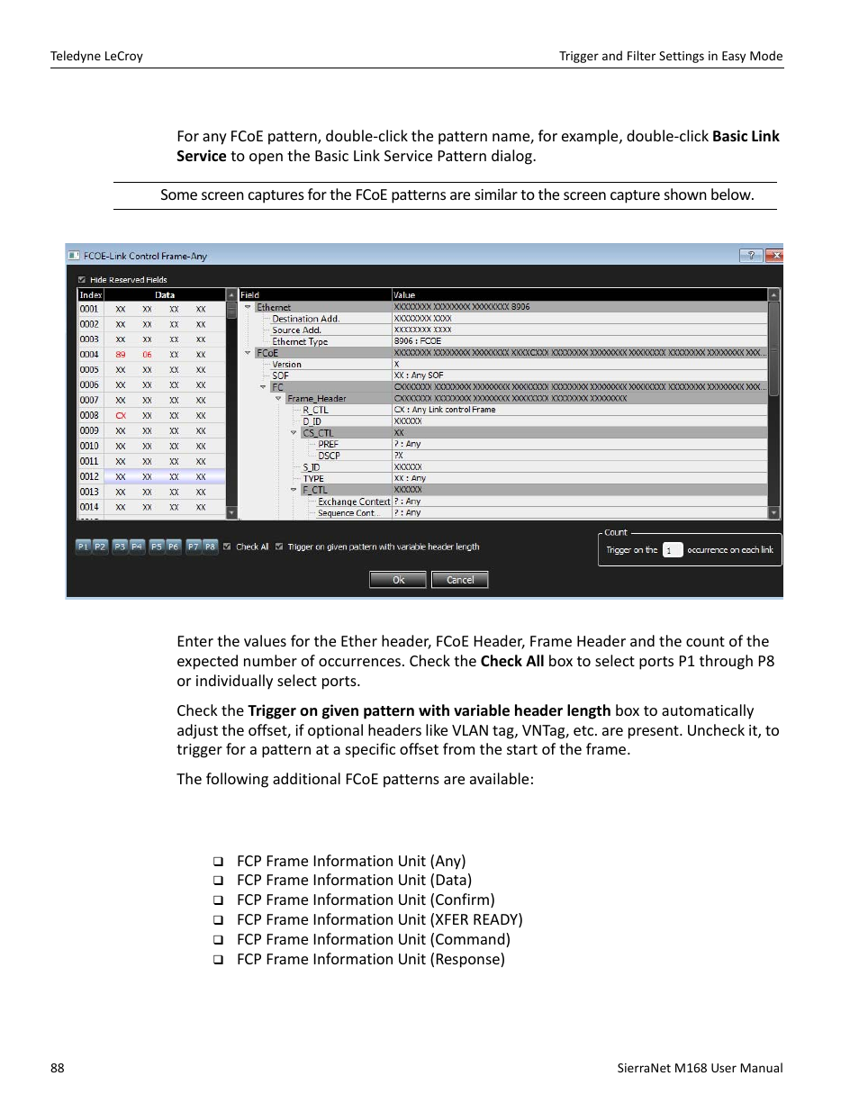 Fcp patterns | Teledyne LeCroy SierraNet M168 User Manual Ver.1.40 User Manual | Page 90 / 228