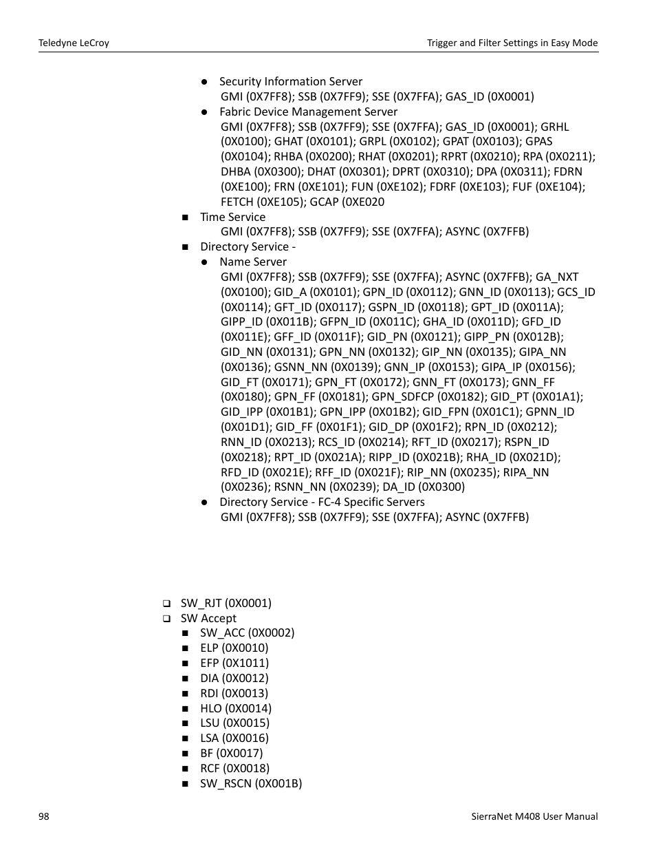 Sw patterns | Teledyne LeCroy SierraNet M408 User Manual Ver.1.50 User Manual | Page 100 / 254