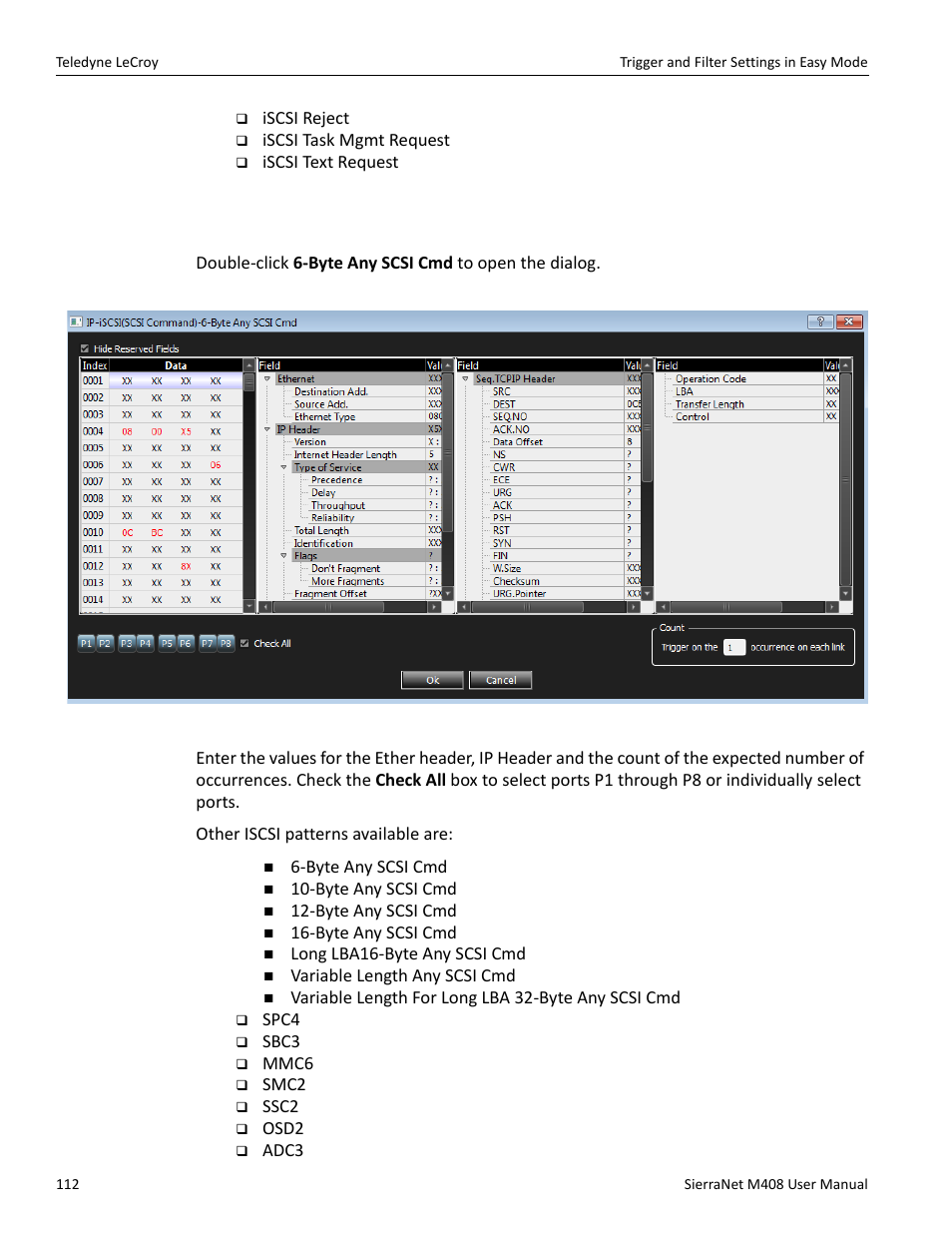 Iscsi cmd, Any scsi command | Teledyne LeCroy SierraNet M408 User Manual Ver.1.50 User Manual | Page 114 / 254