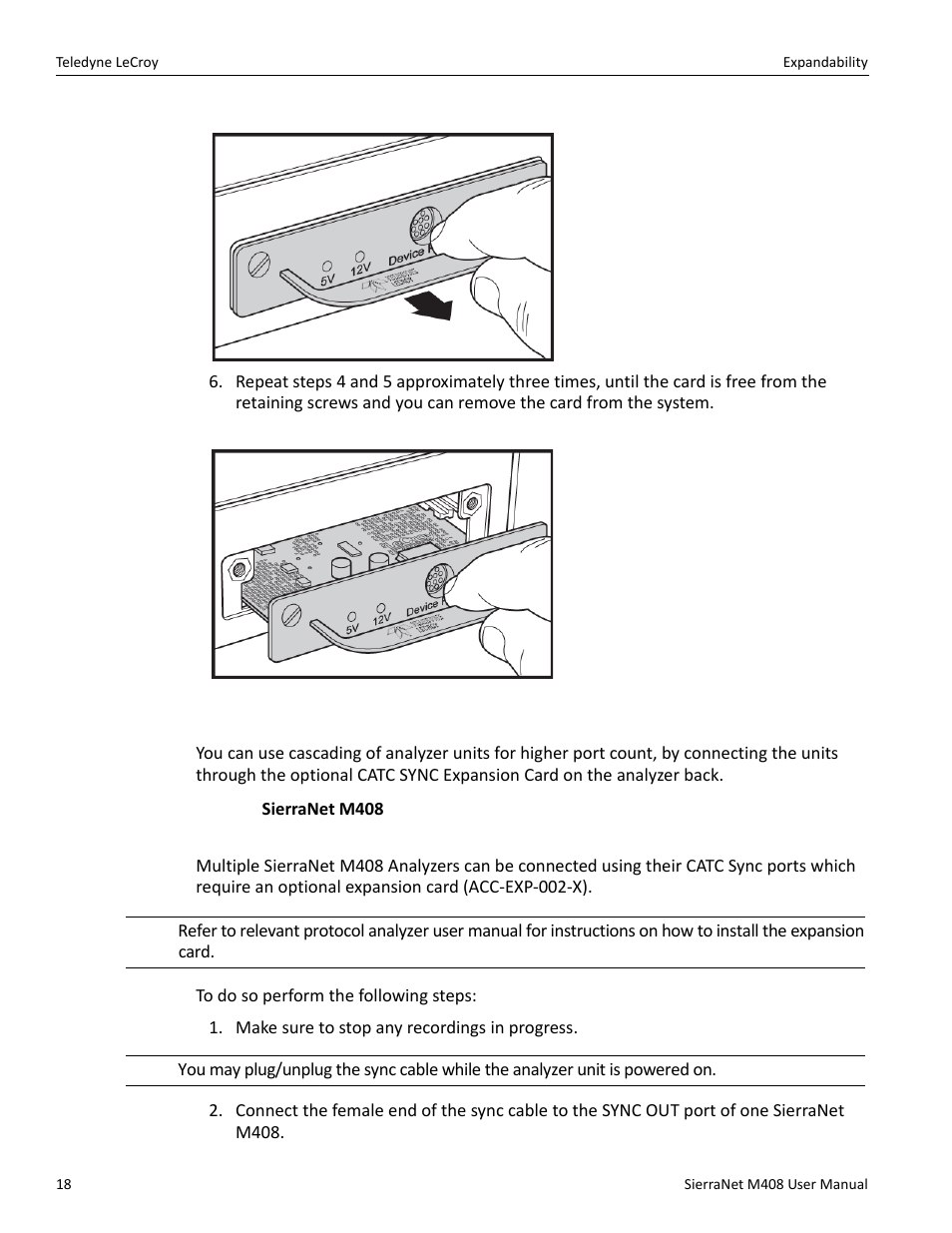 2 cascading with catc sync expansion | Teledyne LeCroy SierraNet M408 User Manual Ver.1.50 User Manual | Page 20 / 254