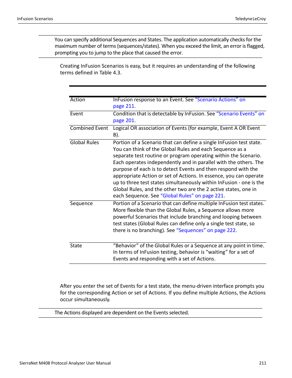 4 scenario actions | Teledyne LeCroy SierraNet M408 User Manual Ver.1.50 User Manual | Page 213 / 254