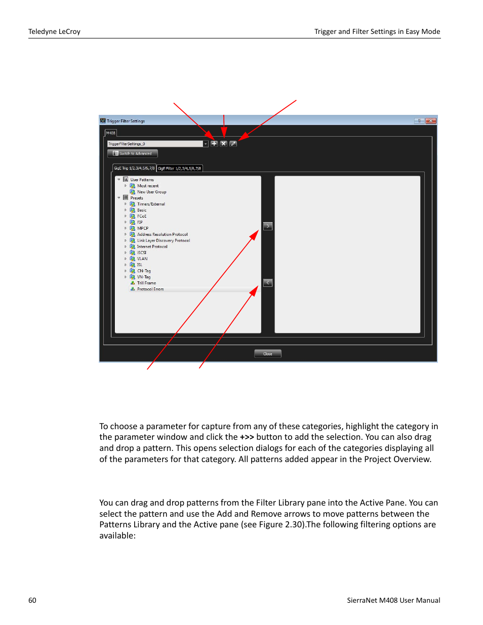 Choose a parameter, 2 filter tab | Teledyne LeCroy SierraNet M408 User Manual Ver.1.50 User Manual | Page 62 / 254