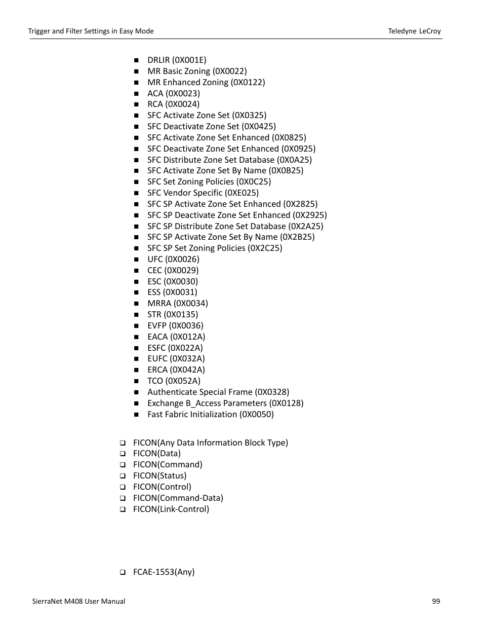 Ficon patterns, Fcae patterns | Teledyne LeCroy SierraNet M408 User Manual Ver.1.40 User Manual | Page 101 / 234