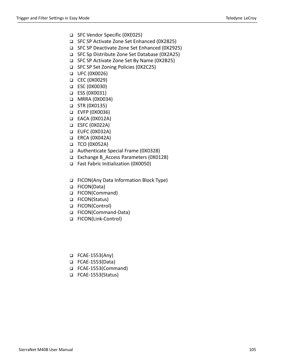 Ficon patterns, Fcae patterns | Teledyne LeCroy SierraNet M408 User Manual Ver.1.40 User Manual | Page 107 / 234