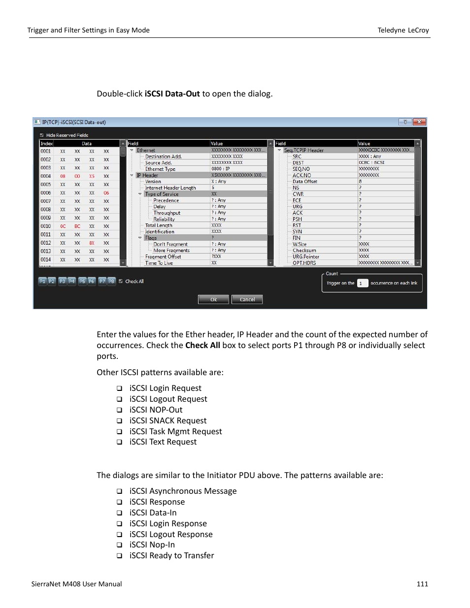 12 iscsi pattern, Initiator pdu, Target pdu | Teledyne LeCroy SierraNet M408 User Manual Ver.1.40 User Manual | Page 113 / 234