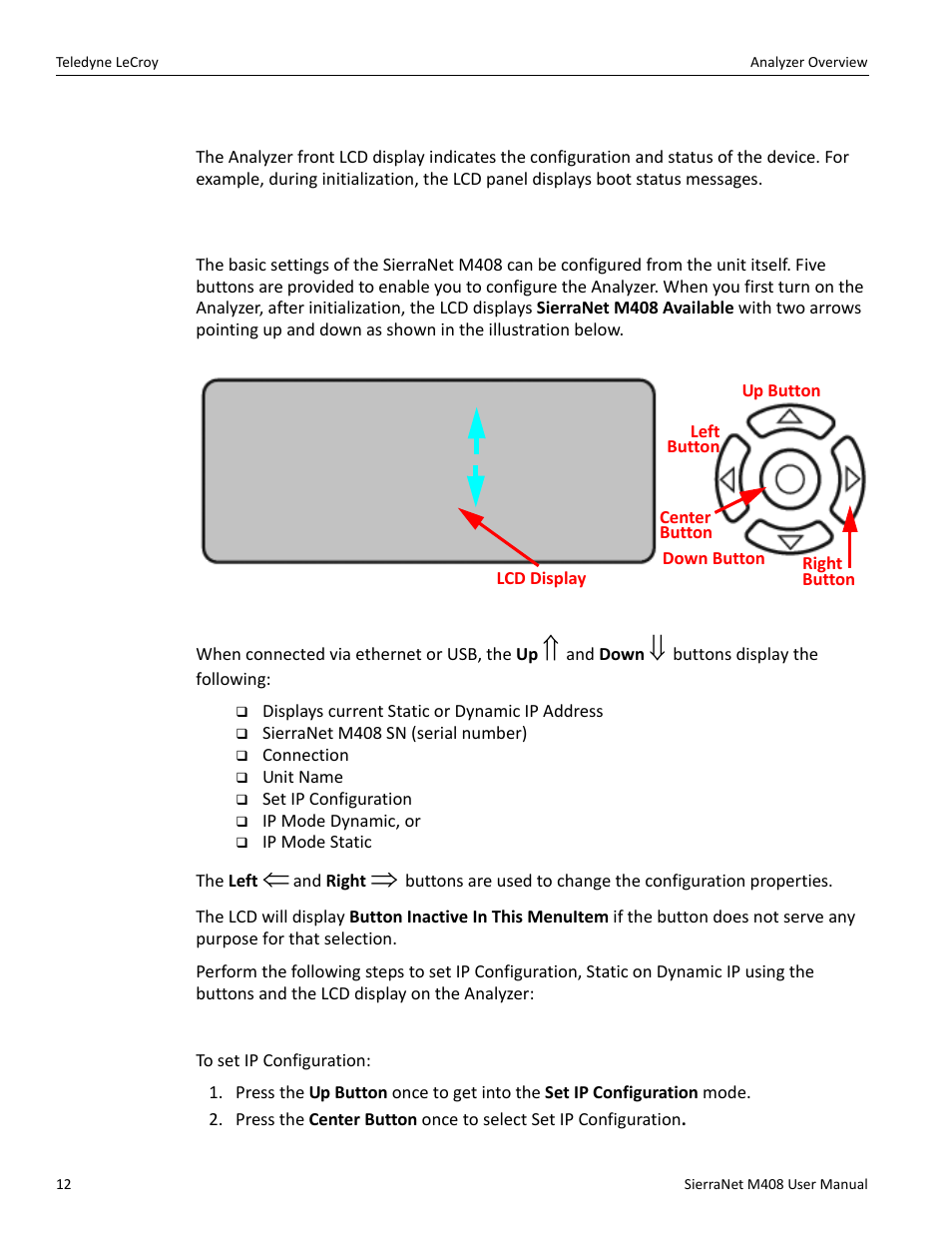 5 status and configuration display, Set ip configuration | Teledyne LeCroy SierraNet M408 User Manual Ver.1.40 User Manual | Page 14 / 234