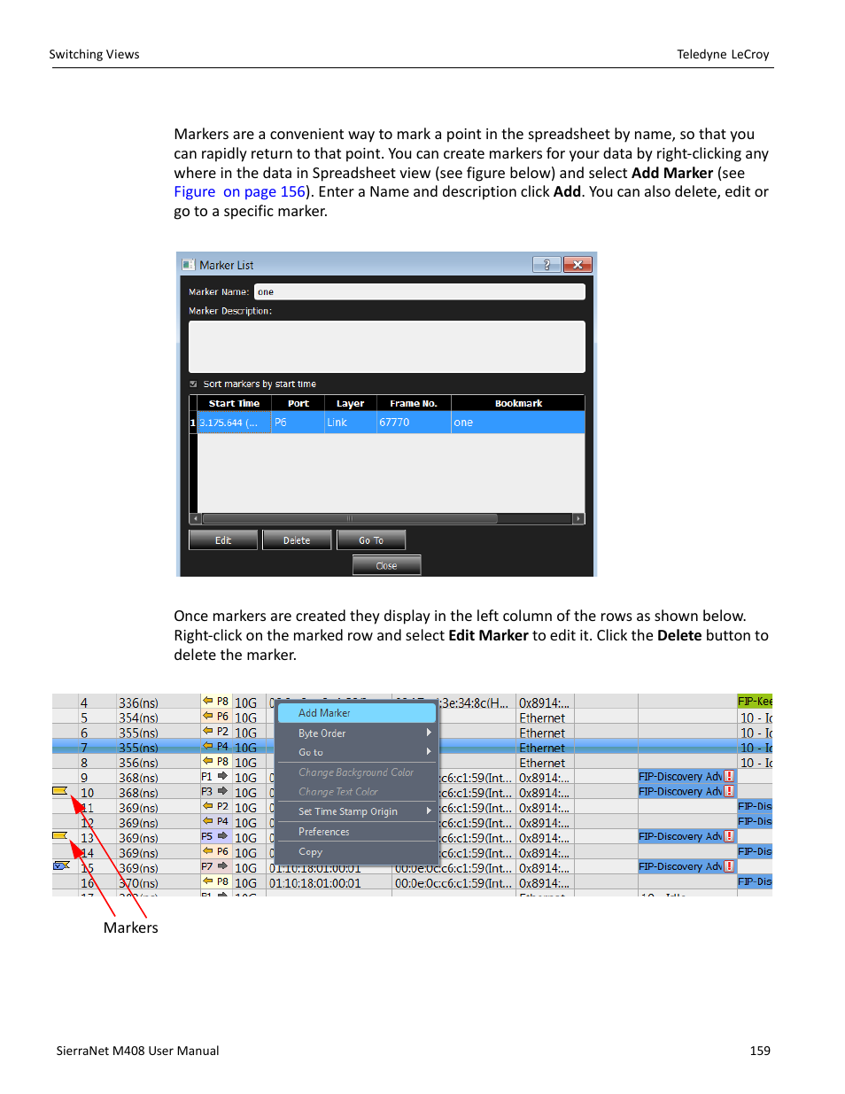 Markers | Teledyne LeCroy SierraNet M408 User Manual Ver.1.40 User Manual | Page 161 / 234