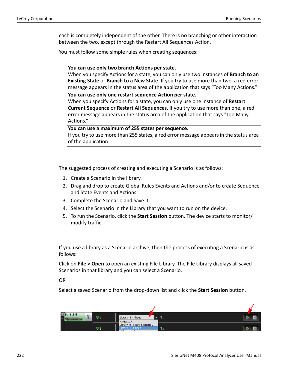 3 summary of scenario creation, 7 running scenarios | Teledyne LeCroy SierraNet M408 User Manual Ver.1.40 User Manual | Page 224 / 234