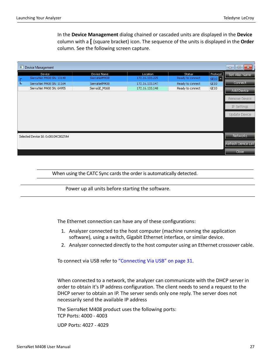 5 connecting via ethernet, Connecting to a network | Teledyne LeCroy SierraNet M408 User Manual Ver.1.40 User Manual | Page 29 / 234