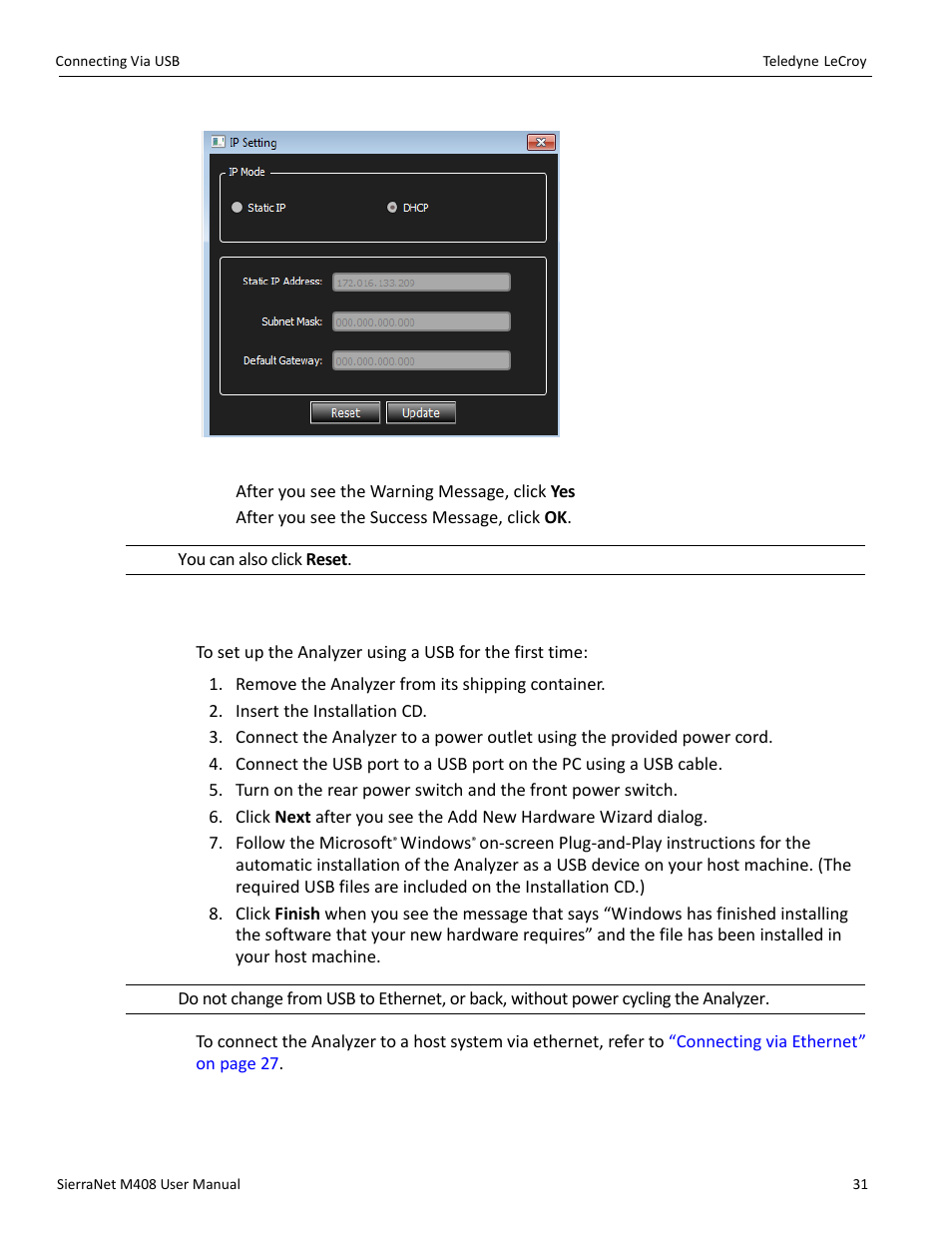 6 connecting via usb | Teledyne LeCroy SierraNet M408 User Manual Ver.1.40 User Manual | Page 33 / 234