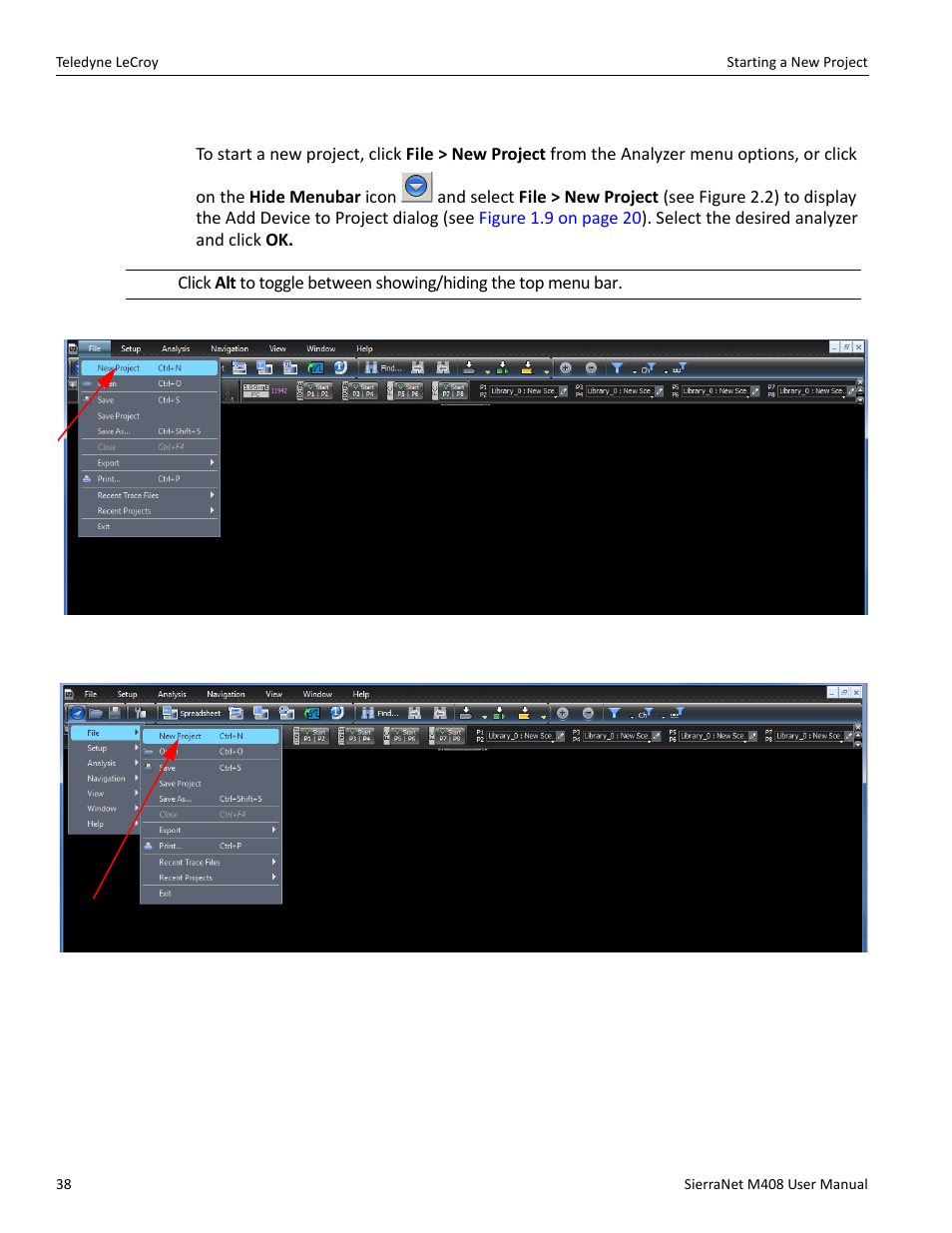 1 starting a new project | Teledyne LeCroy SierraNet M408 User Manual Ver.1.40 User Manual | Page 40 / 234