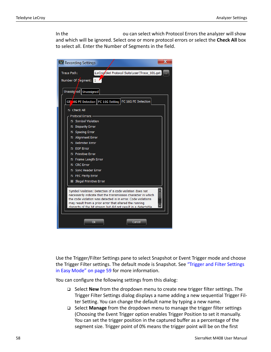 5 trigger/filter settings pane | Teledyne LeCroy SierraNet M408 User Manual Ver.1.40 User Manual | Page 60 / 234