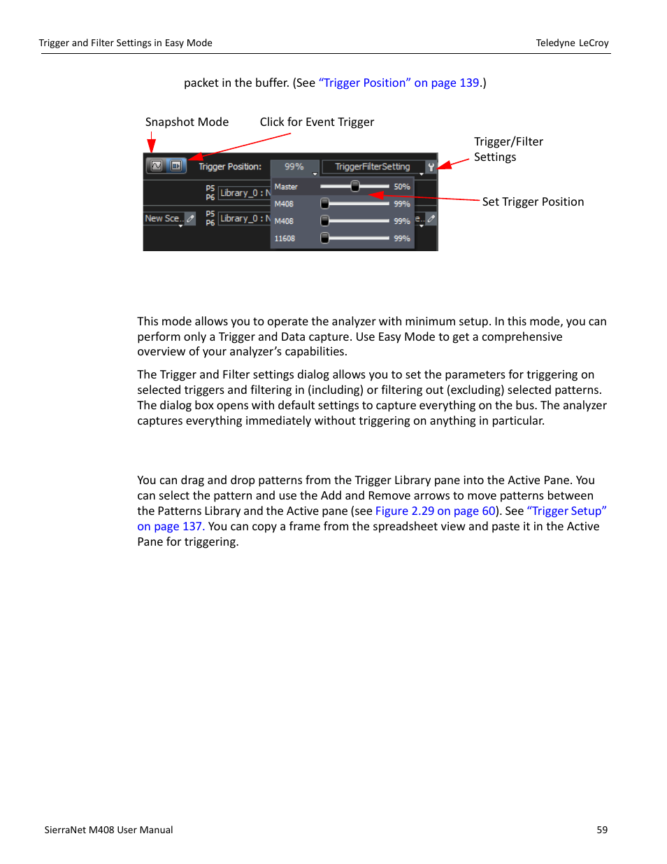 6 trigger and filter settings in easy mode, 1 trigger tab, Trigger and filter settings | Teledyne LeCroy SierraNet M408 User Manual Ver.1.40 User Manual | Page 61 / 234