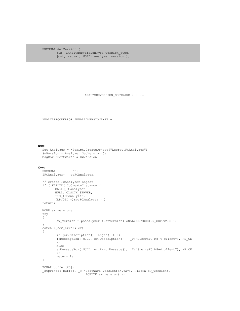 1 ifcanalyzer::getversion | Teledyne LeCroy SierraFC Automation API User Manual | Page 10 / 71