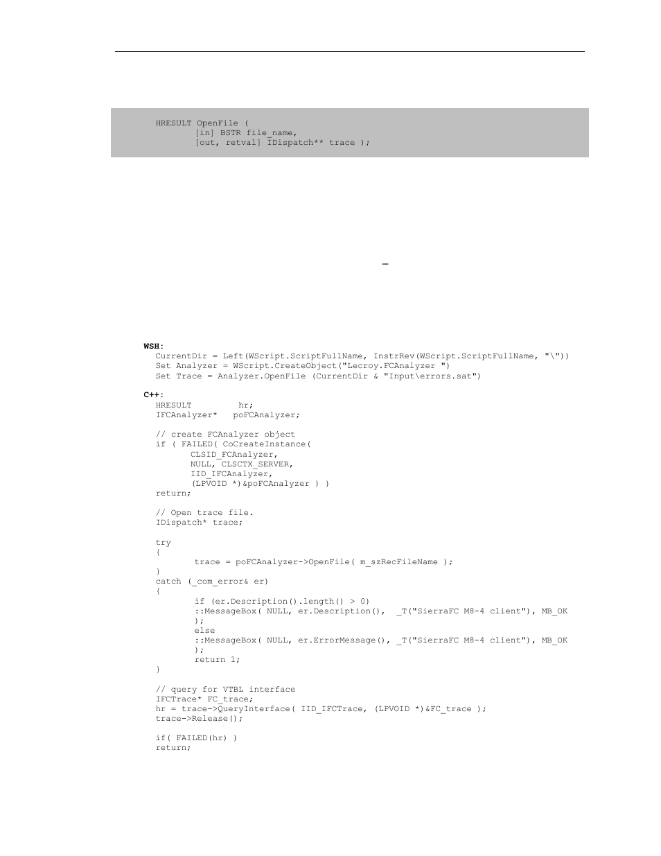 2 ifcanalyzer::openfile | Teledyne LeCroy SierraFC Automation API User Manual | Page 11 / 71