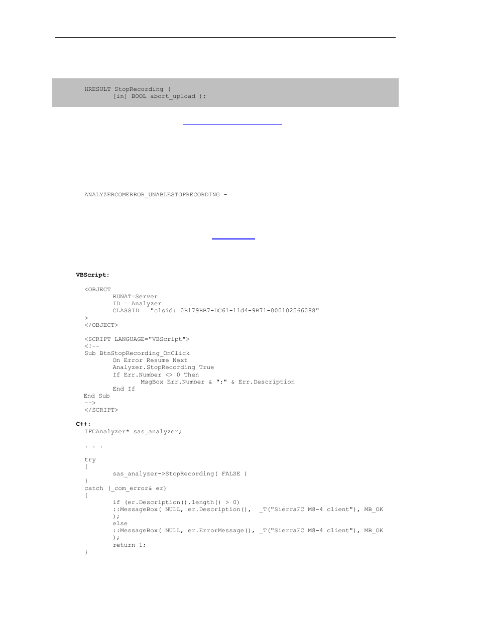 4 ifcanalyzer::stoprecording | Teledyne LeCroy SierraFC Automation API User Manual | Page 14 / 71