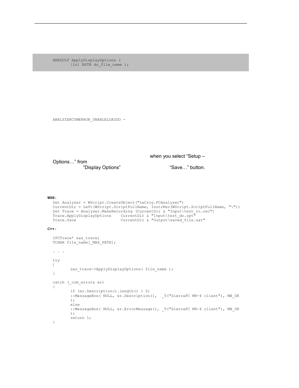 2 itrace::applydisplayoptions | Teledyne LeCroy SierraFC Automation API User Manual | Page 24 / 71