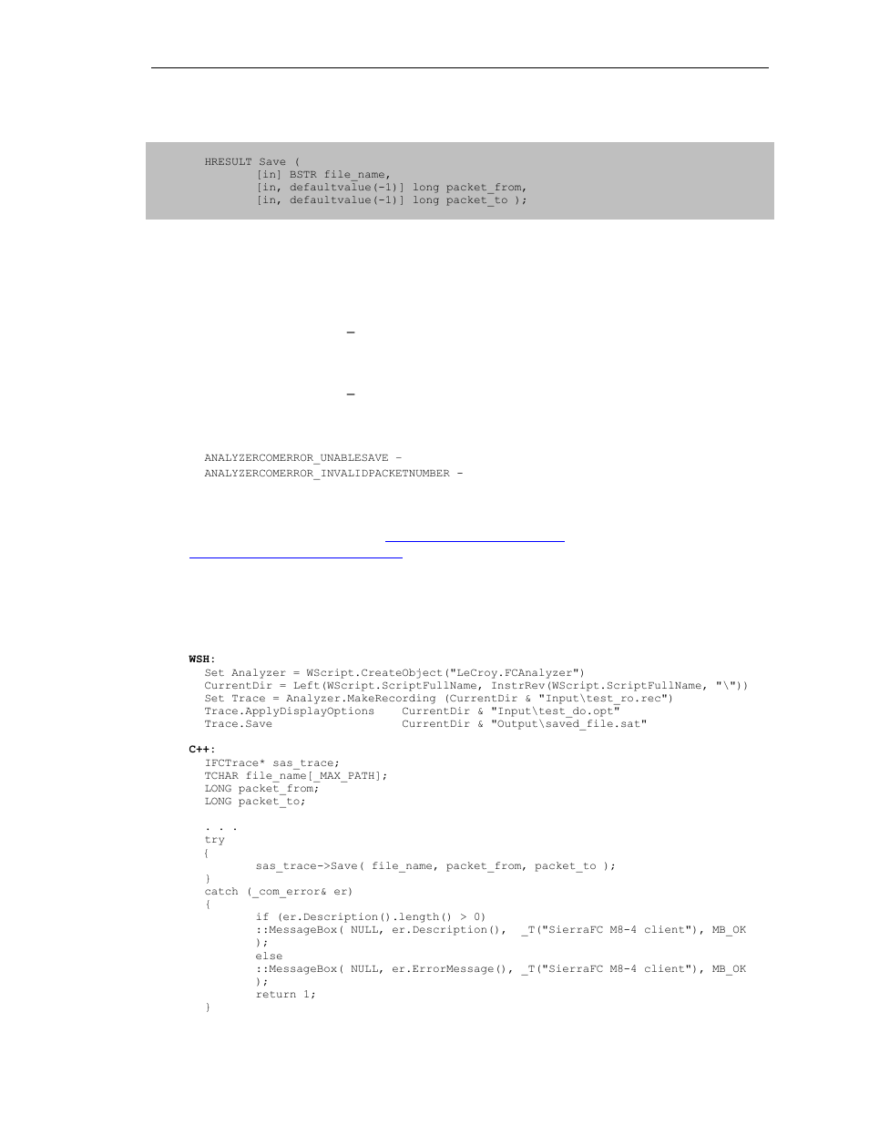 3 itrace::save | Teledyne LeCroy SierraFC Automation API User Manual | Page 25 / 71