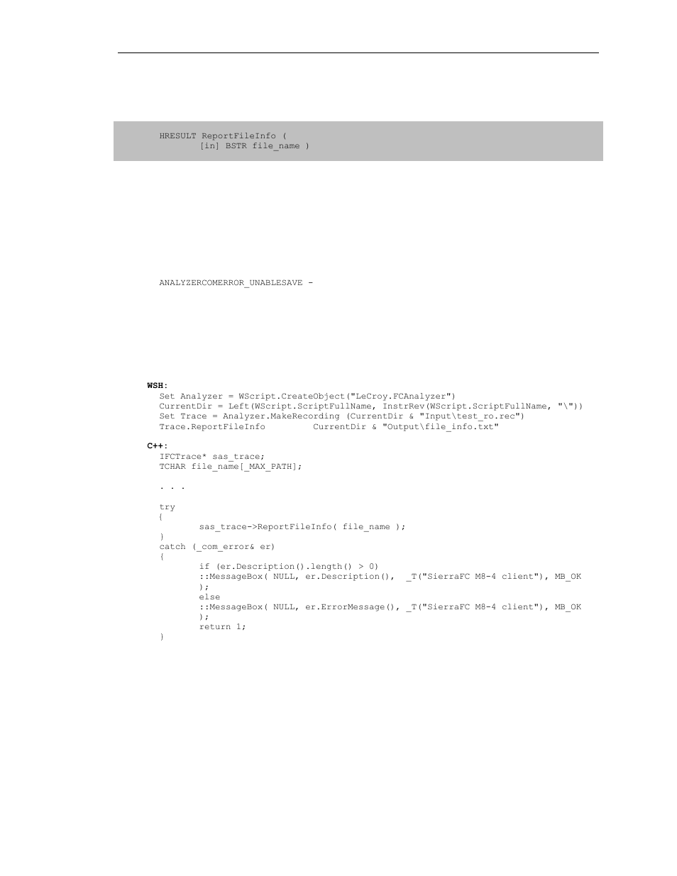 6 itrace::reportfileinfo | Teledyne LeCroy SierraFC Automation API User Manual | Page 29 / 71