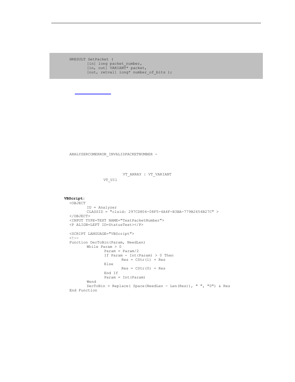 8 itrace::getpacket | Teledyne LeCroy SierraFC Automation API User Manual | Page 33 / 71