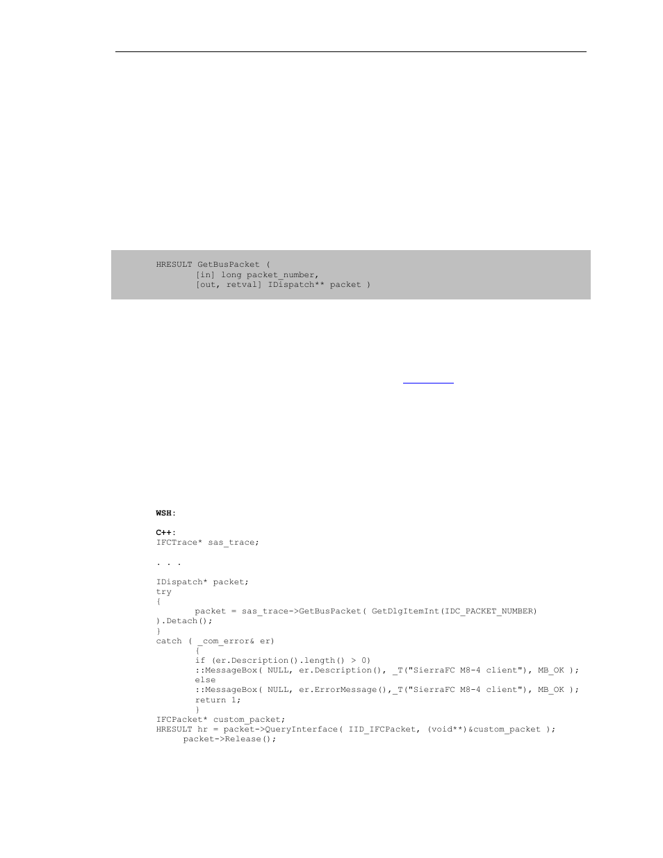 2 ifctrace interface, 1 ifctrace::getbuspacket | Teledyne LeCroy SierraFC Automation API User Manual | Page 39 / 71