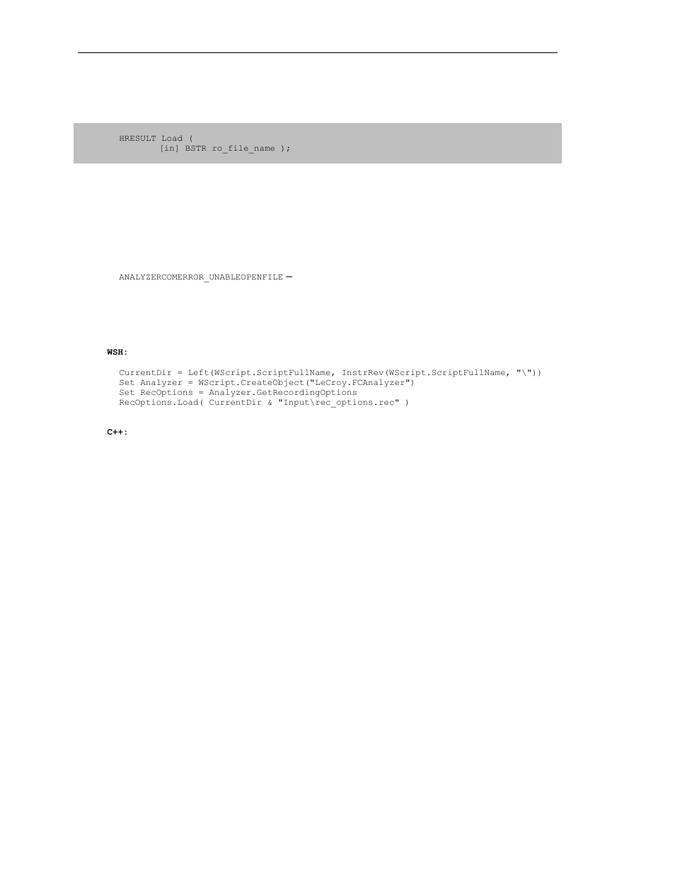 1 irecoptions::load | Teledyne LeCroy SierraFC Automation API User Manual | Page 46 / 71