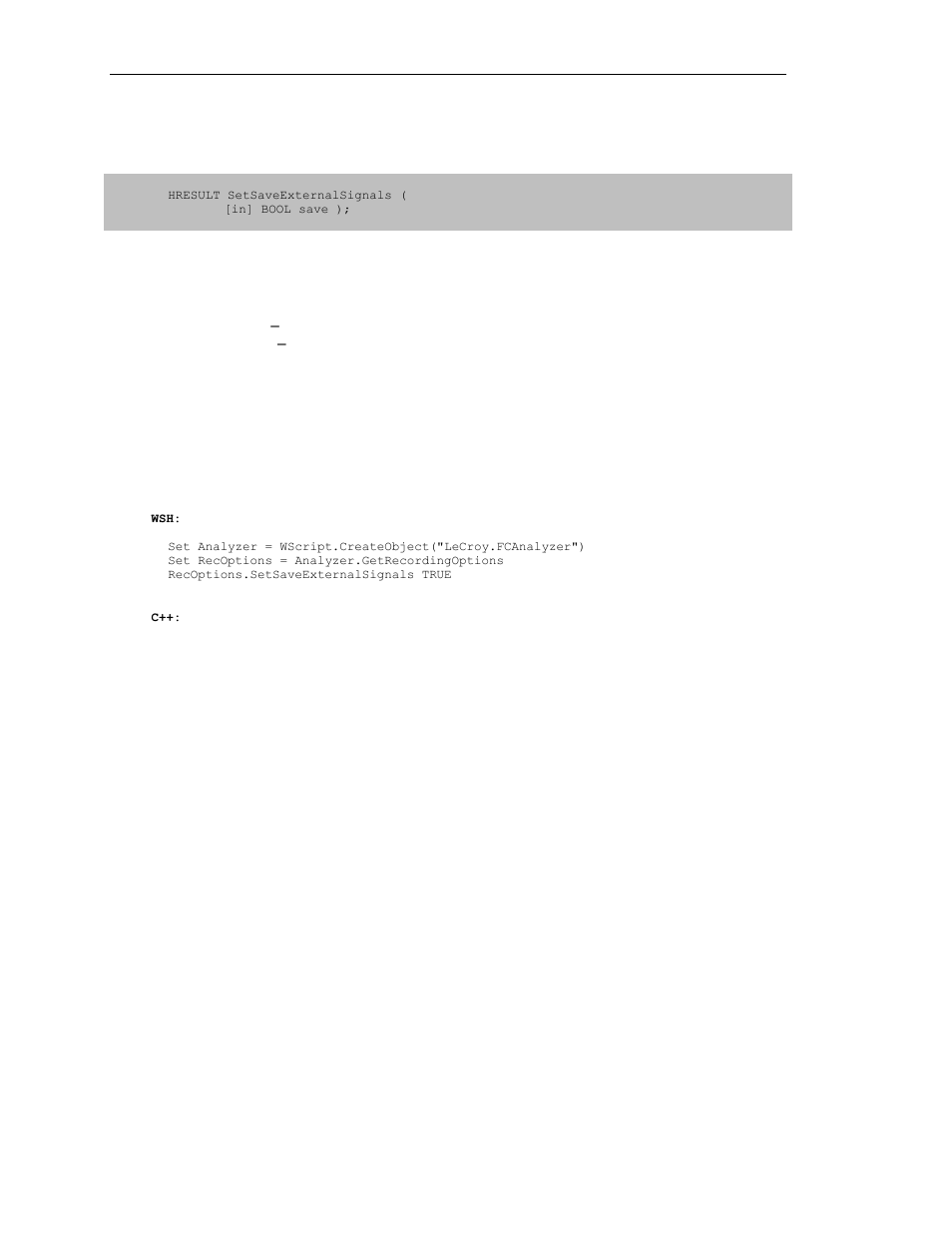 7 irecoptions::setsaveexternalsignals | Teledyne LeCroy SierraFC Automation API User Manual | Page 52 / 71