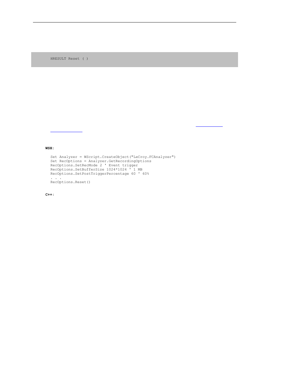 9 irecoptions::reset | Teledyne LeCroy SierraFC Automation API User Manual | Page 54 / 71