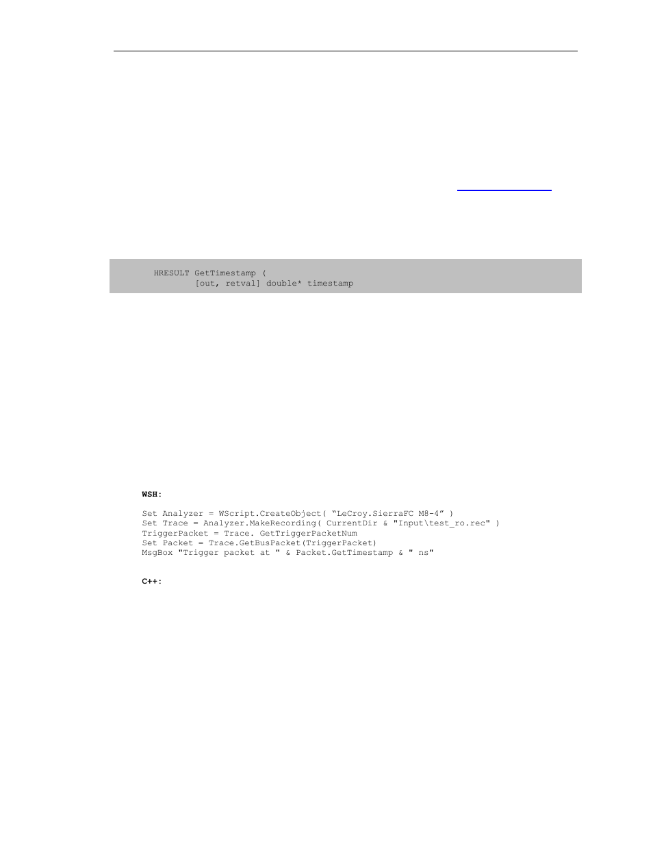 1 ipacket interface, 1 ipacket::gettimestamp | Teledyne LeCroy SierraFC Automation API User Manual | Page 57 / 71