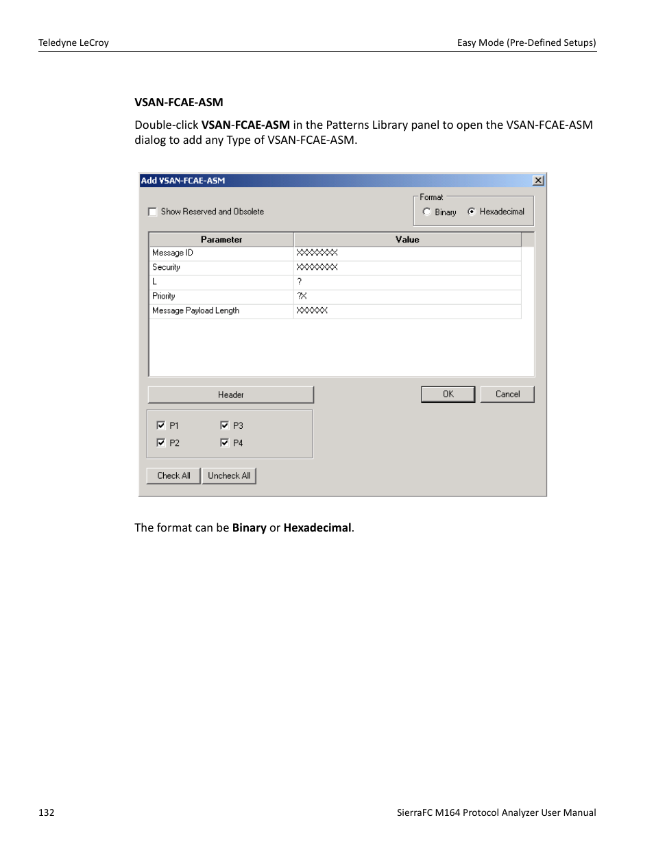 Vsan fcae | Teledyne LeCroy SierraFC M164 User Manual User Manual | Page 132 / 343
