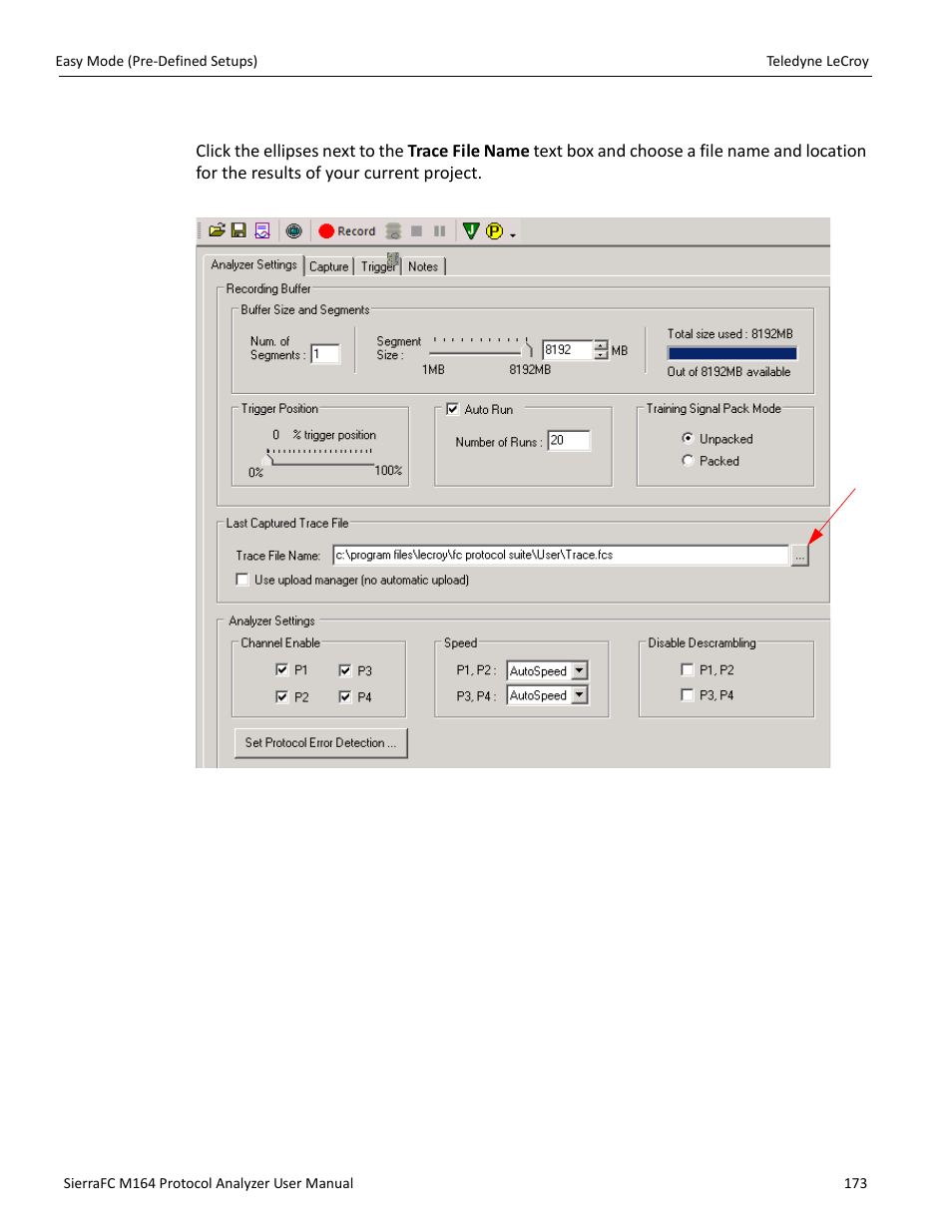 Trace file name | Teledyne LeCroy SierraFC M164 User Manual User Manual | Page 173 / 343