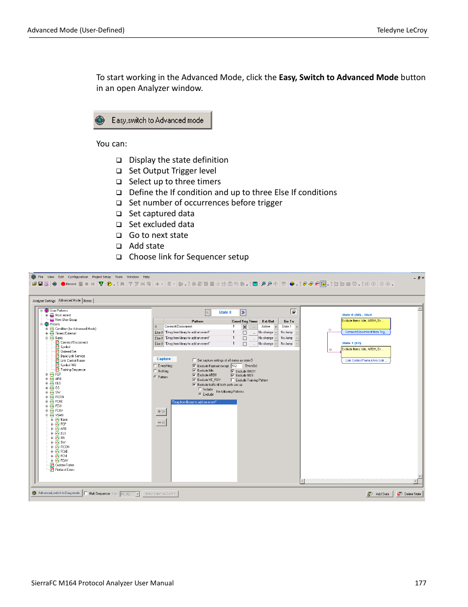 Working in advanced mode | Teledyne LeCroy SierraFC M164 User Manual User Manual | Page 177 / 343