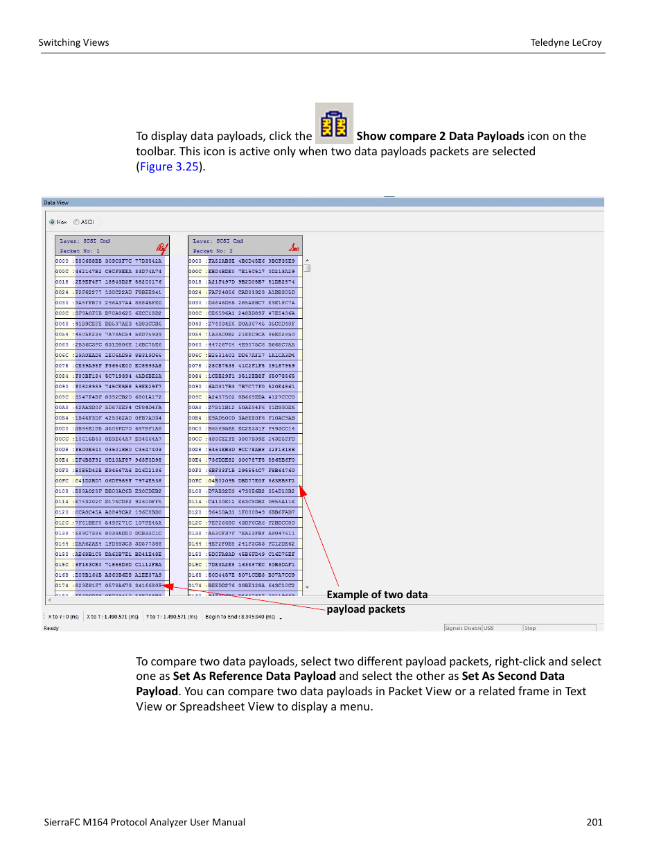 Compare two data payloads | Teledyne LeCroy SierraFC M164 User Manual User Manual | Page 201 / 343