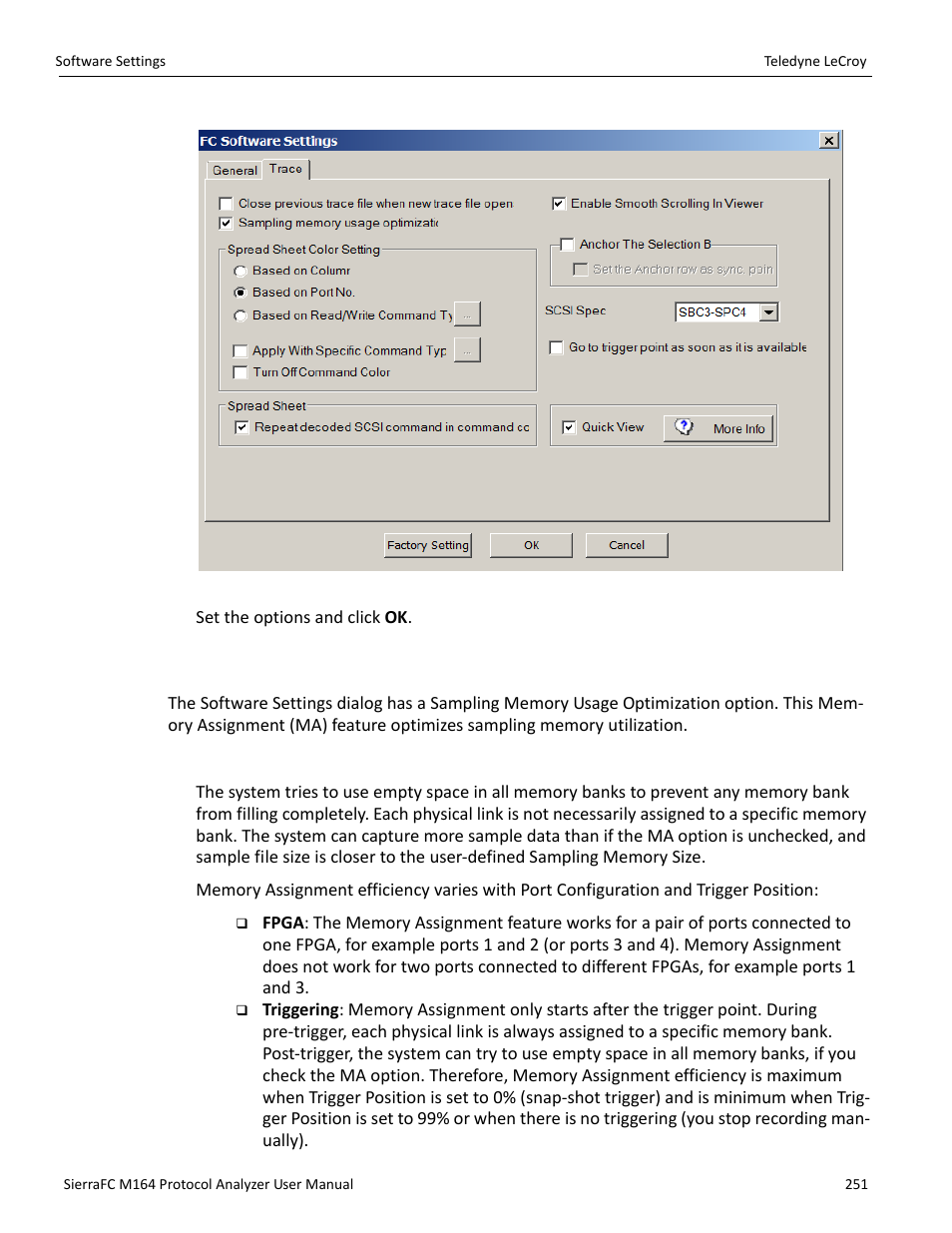 Sampling memory usage optimization | Teledyne LeCroy SierraFC M164 User Manual User Manual | Page 251 / 343