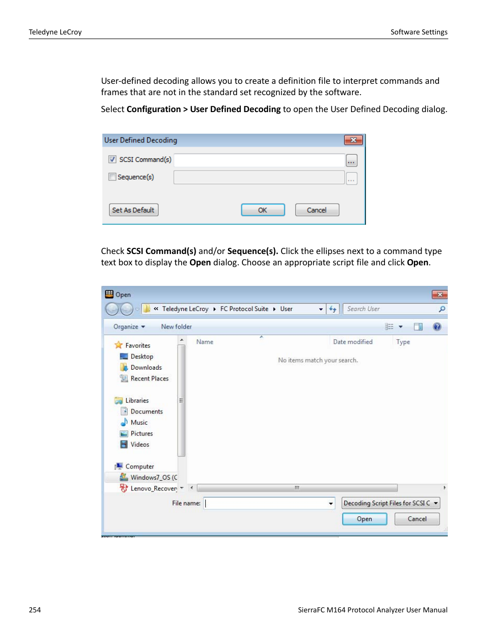 User-defined decoding | Teledyne LeCroy SierraFC M164 User Manual User Manual | Page 254 / 343