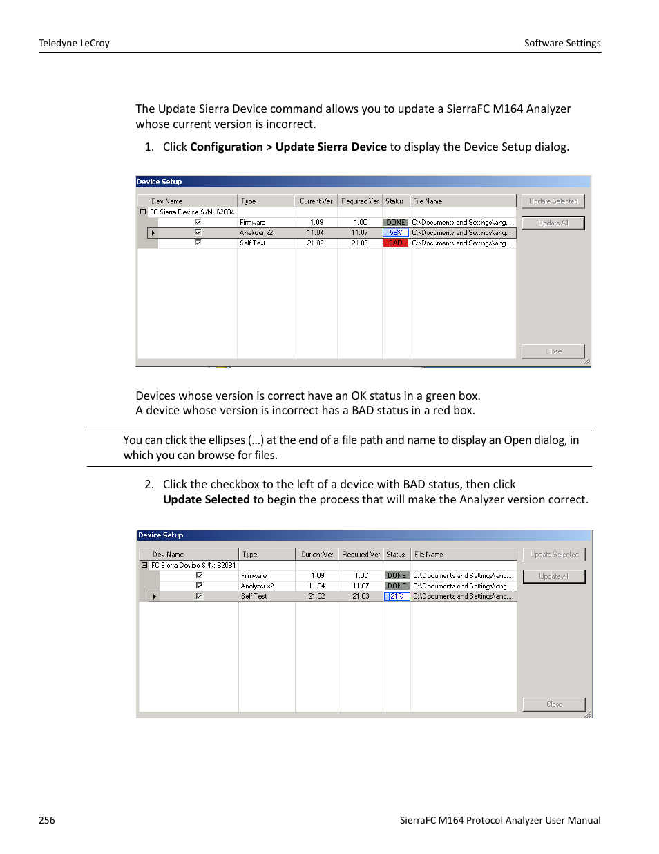 Update sierra device | Teledyne LeCroy SierraFC M164 User Manual User Manual | Page 256 / 343