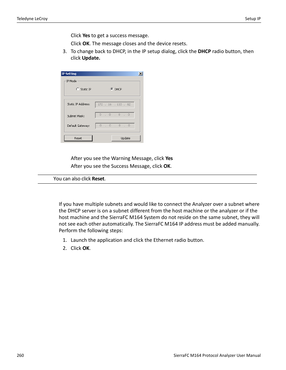 Ethernet connectivity through a different subnet | Teledyne LeCroy SierraFC M164 User Manual User Manual | Page 260 / 343