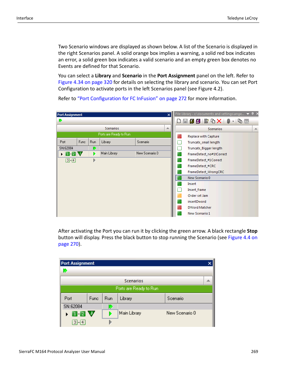 Scenario windows (main library) | Teledyne LeCroy SierraFC M164 User Manual User Manual | Page 269 / 343
