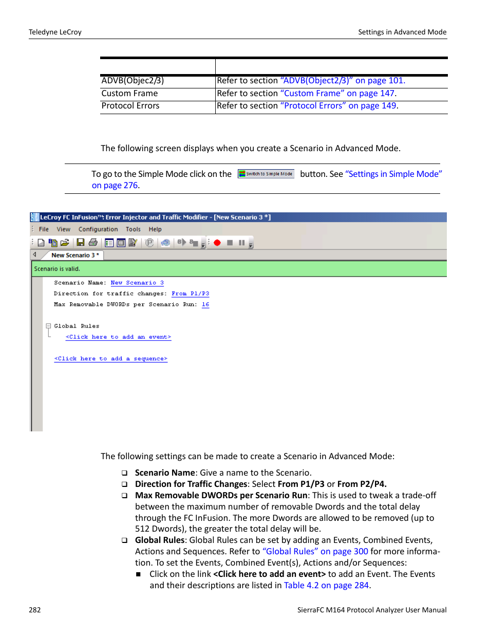 Settings in advanced mode, Settings in advanced | Teledyne LeCroy SierraFC M164 User Manual User Manual | Page 282 / 343