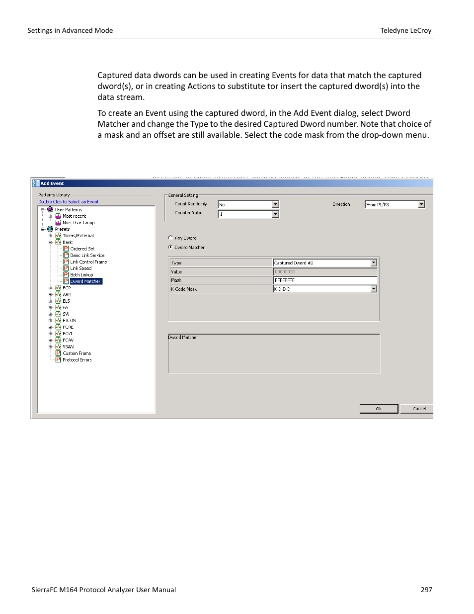 Using captured data dwords | Teledyne LeCroy SierraFC M164 User Manual User Manual | Page 297 / 343